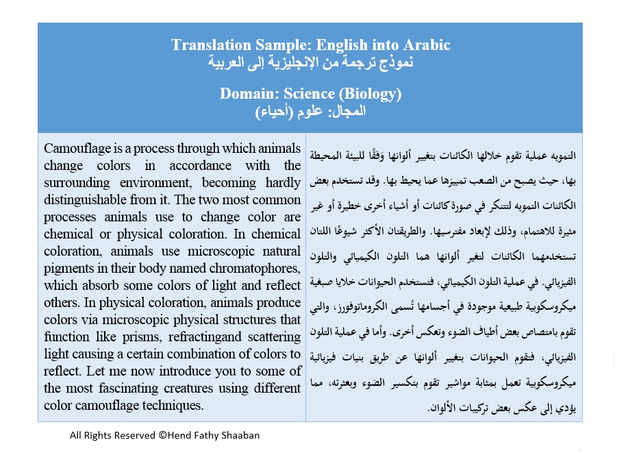 Accurate Scientific Translation (English into Arabic)