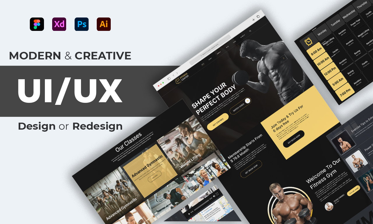 I will create a professional UI UX design for your website, uiux wireframe