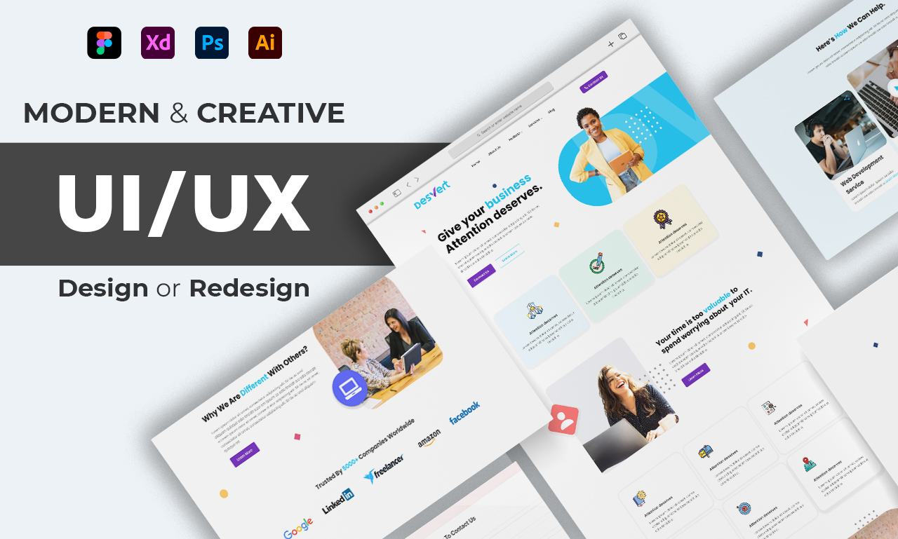 I will create a professional UI UX design for your website, uiux wireframe