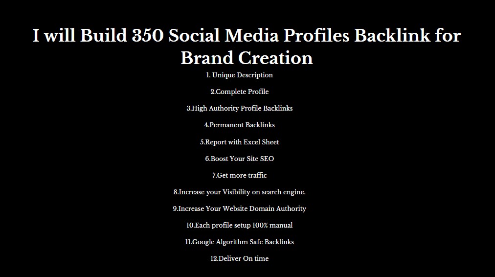 I will build 350 social media profiles backlink for brand creation