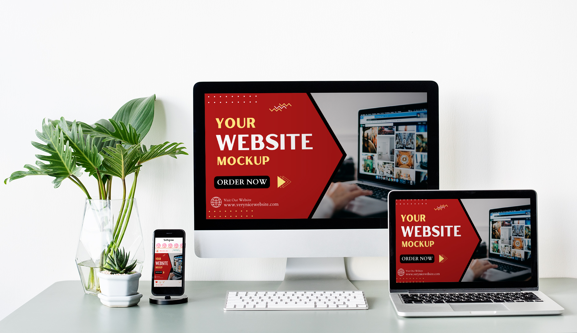 I will design 3d macbook iphone laptop device screen mockup for website, image, ad