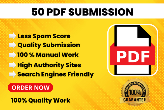 I will do 50 manual pdf submission on high authority / document sharing websites
