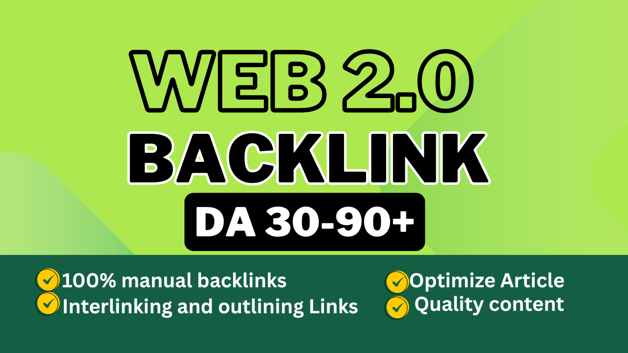 100 Web 2.0 Backlinks from High authority DA 50-90+ Website