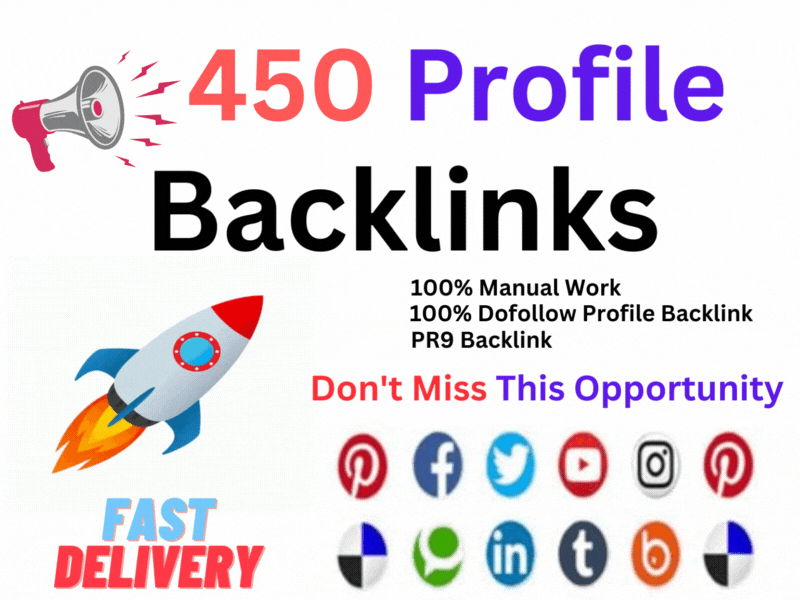 Create a 450 Profile Backlinks for Your Website to improve your DA and PA