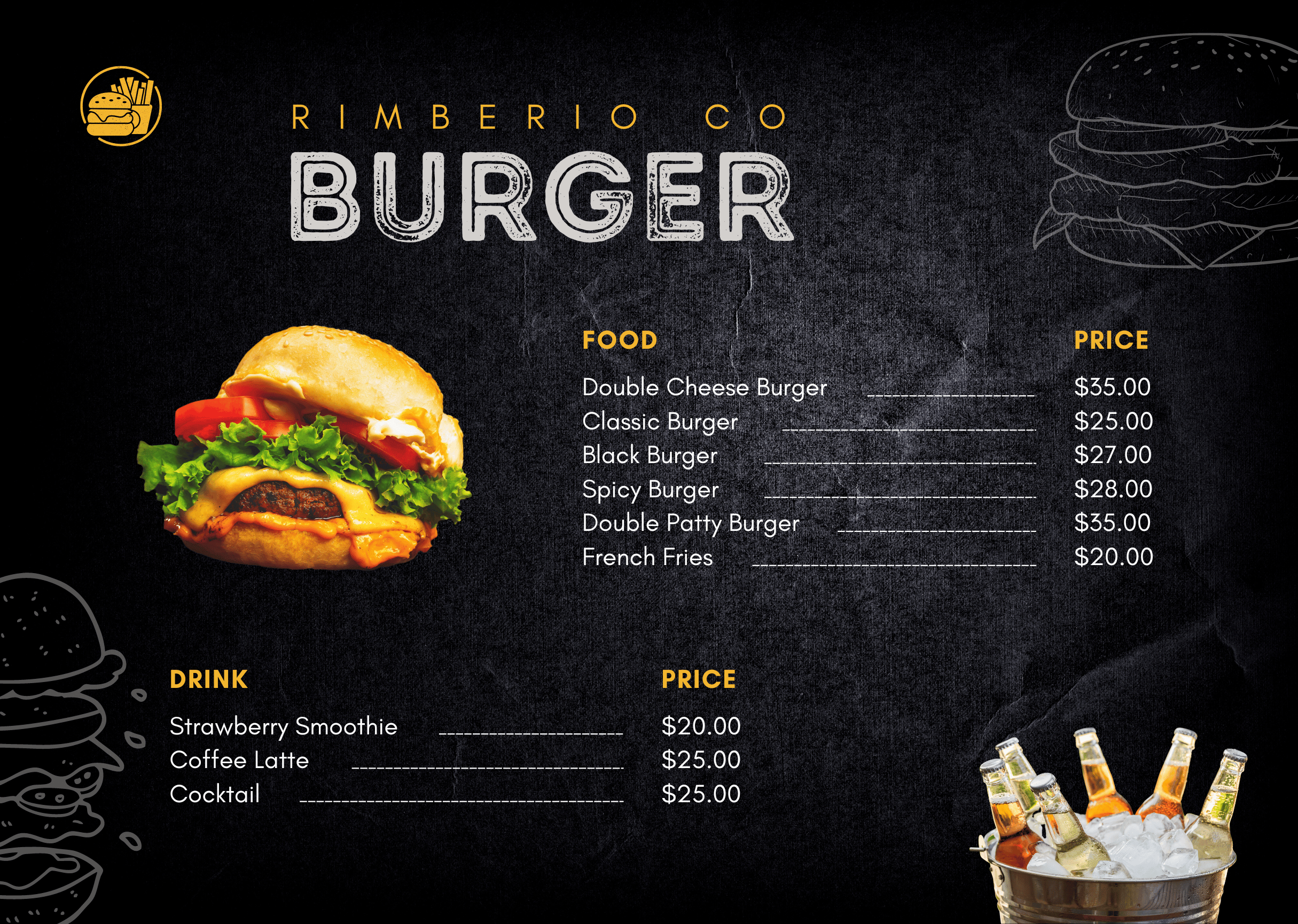 I will design restaurant food menu, static screen menu board, flyer, or banner
