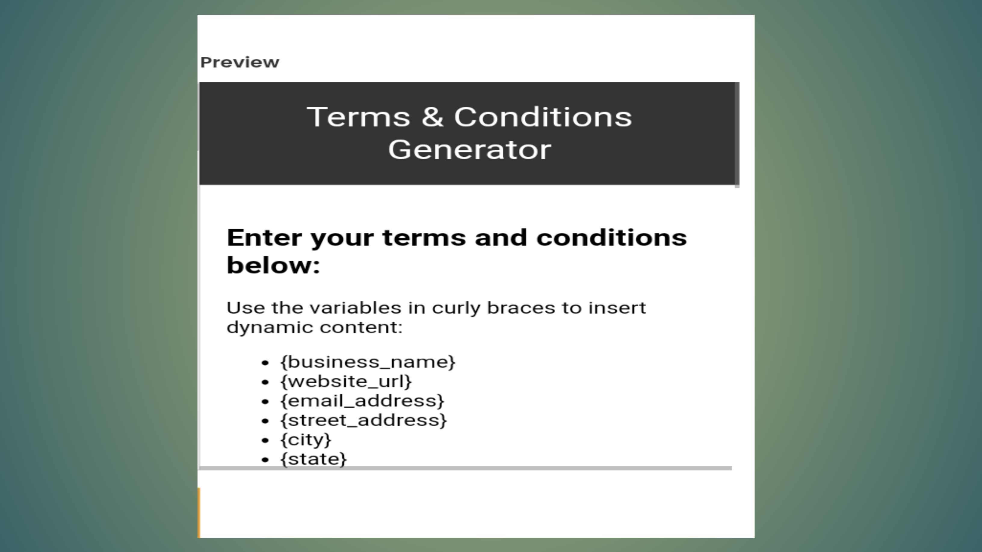 Simple Term and Condition Web Page