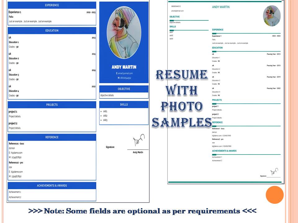Professional Resume Builder - With or Without Photo