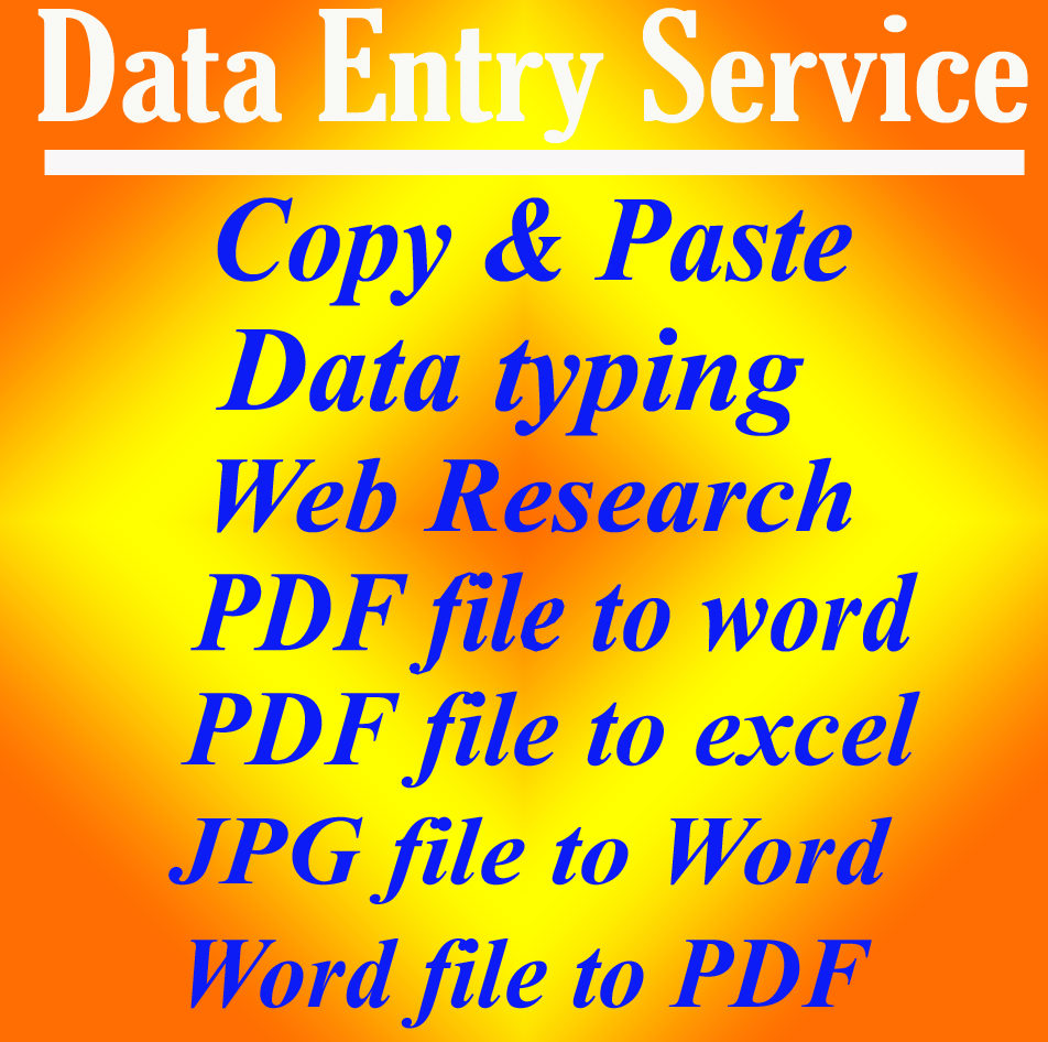 I Will do Copy & Paste, Data Typing, Web Research And PDF Conversion Work For SEO
