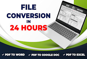 I will do PDF to word, handwriting to word, convert scan pdf to excel