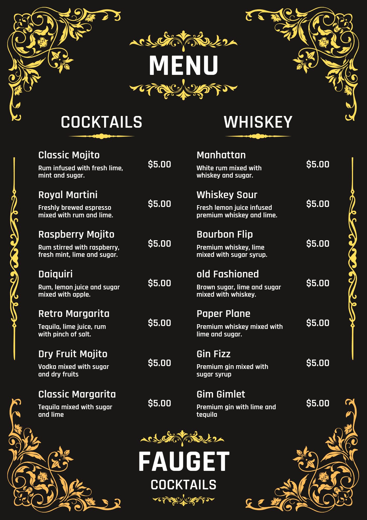 I will Create Professional food menu for Restaurant, Caf&eacute; And Bar