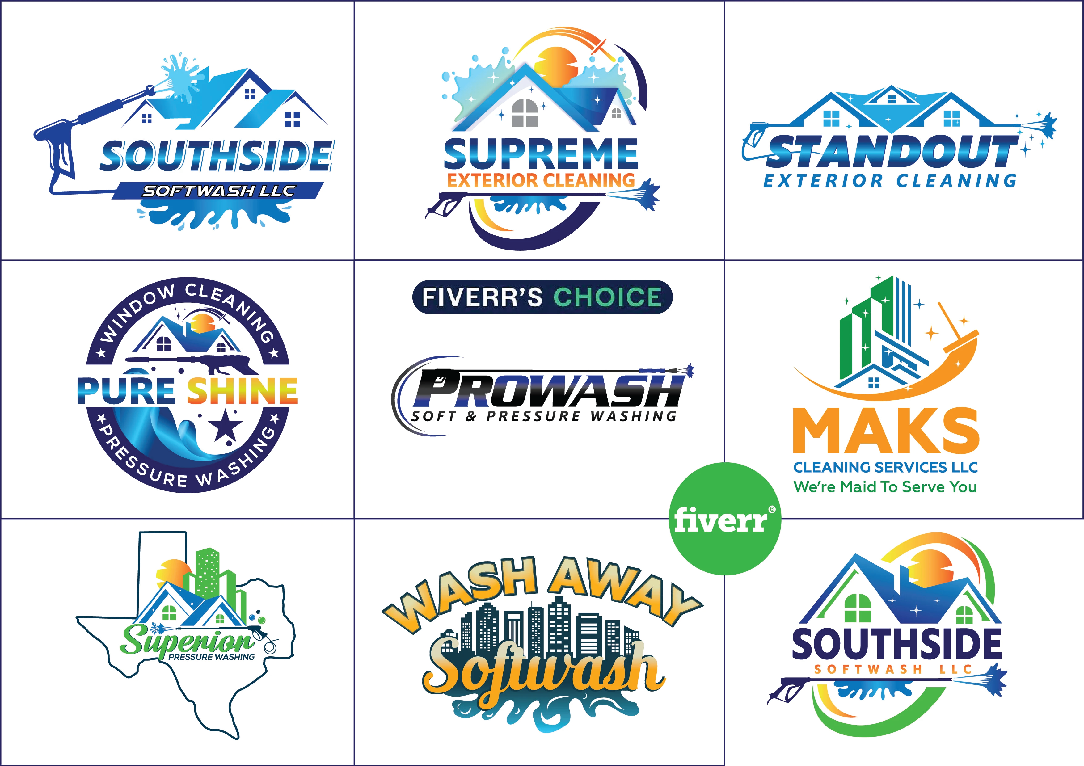 I will design pressure washing power washing and cleaning service logo