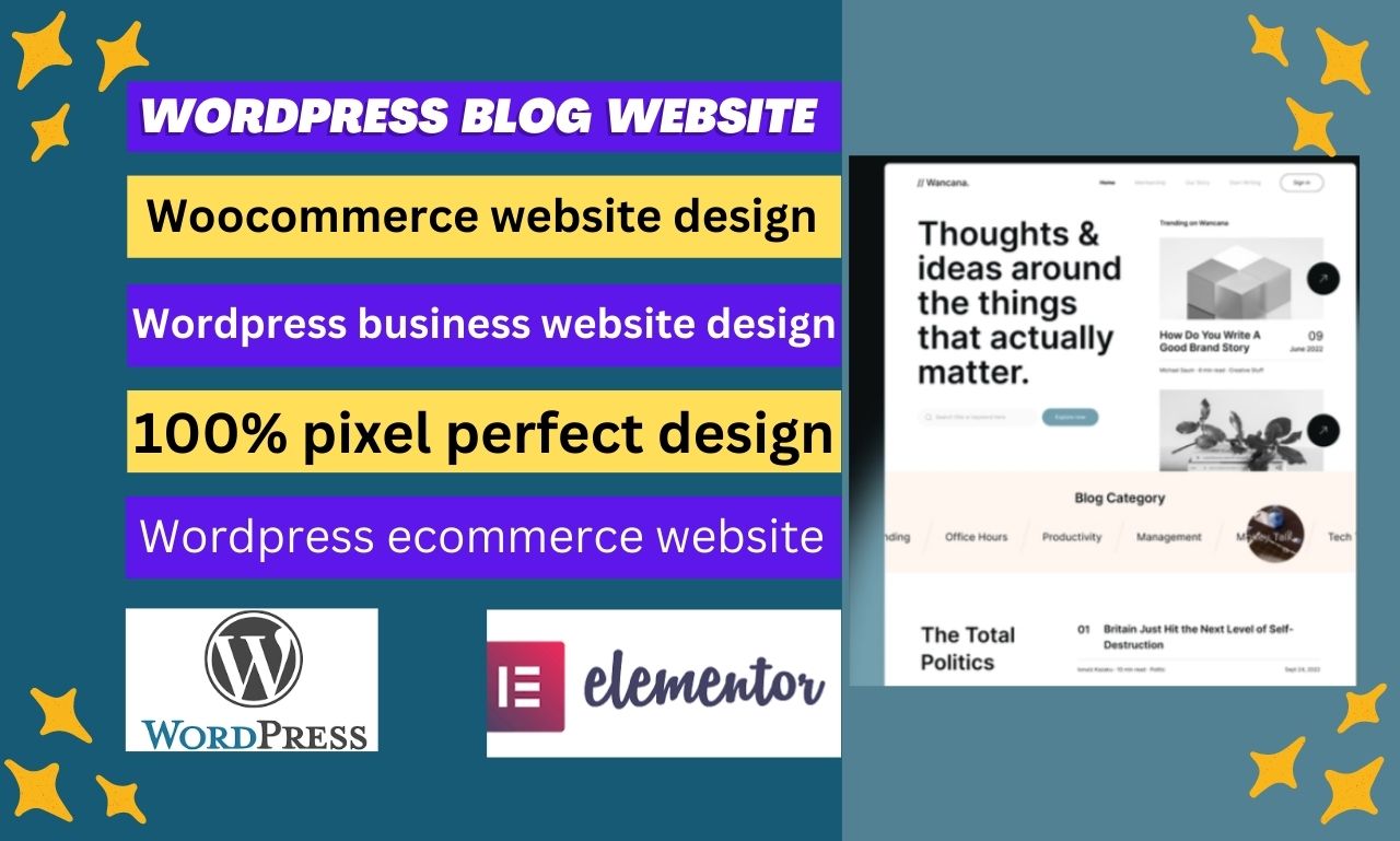 I will design redesign copy clone duplicate wordpress blog website