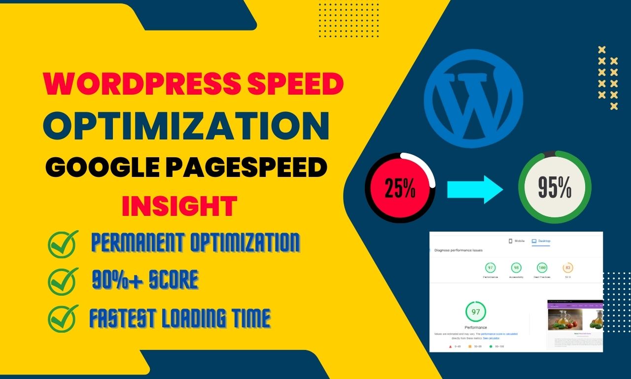 I will speed up wordpress website for google pagespeed insights or speed optimization