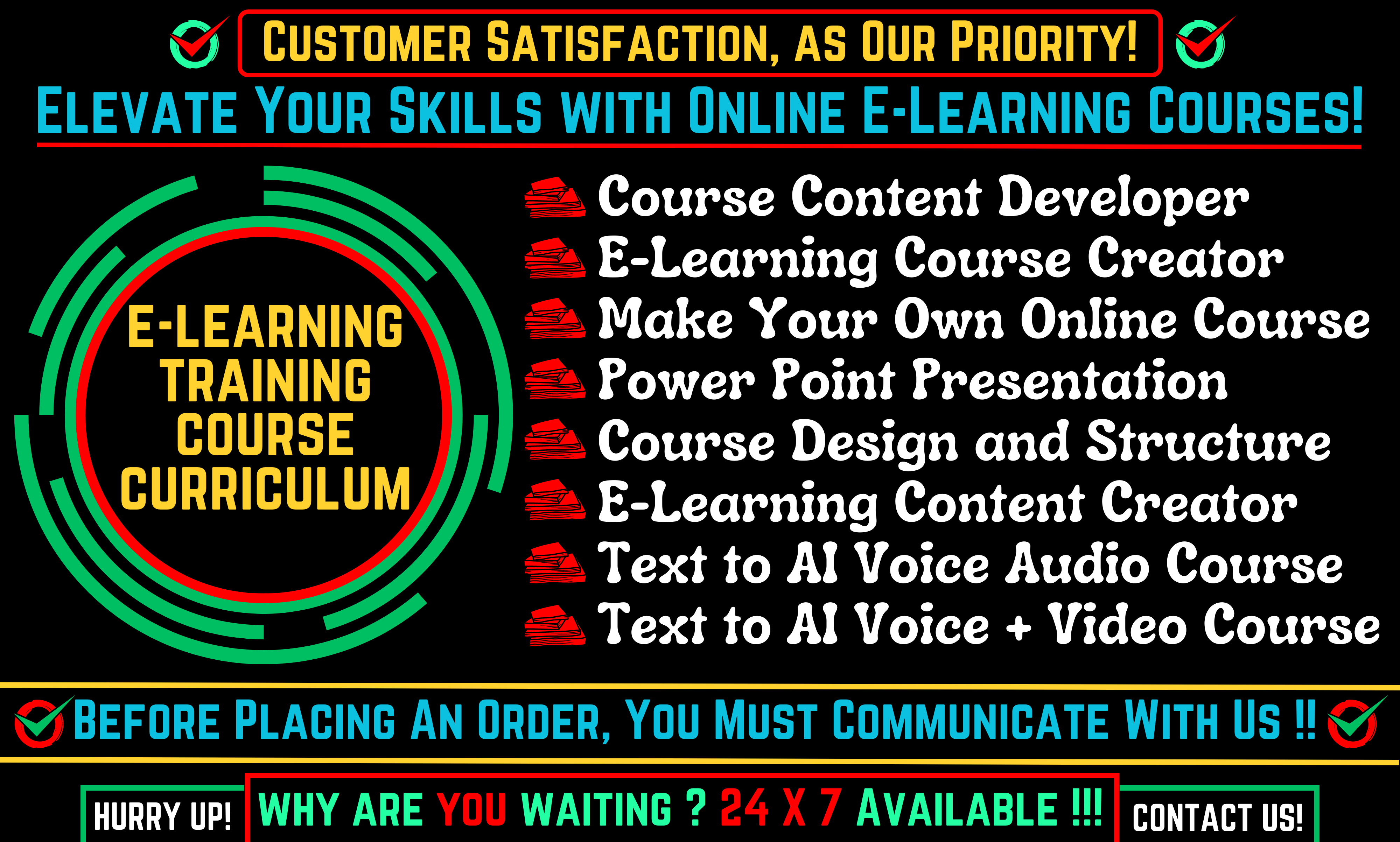 I will create online course content, training video course, elearning course curriculum