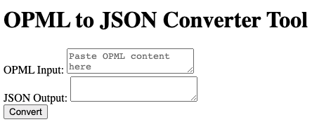 Code of OPML to JSON Converter Tool In HTML