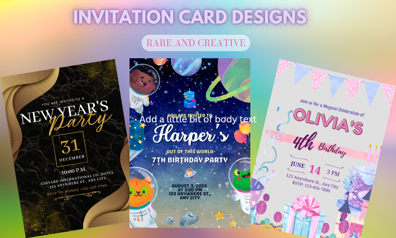 I will design birthday invitation card, wedding invitation, etc.