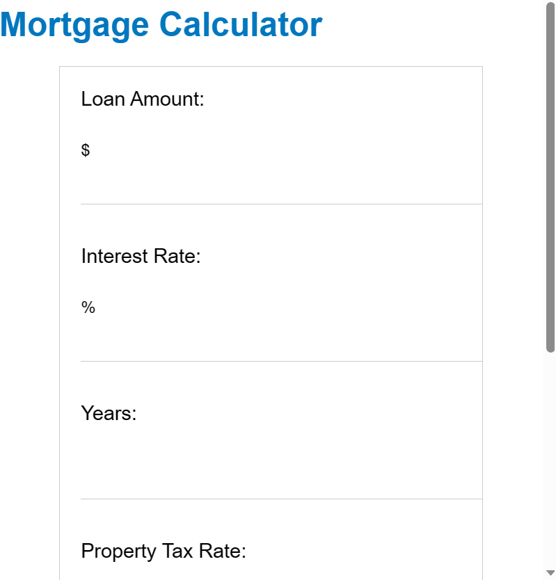 Professional Mortgage Calculator Script in HTML