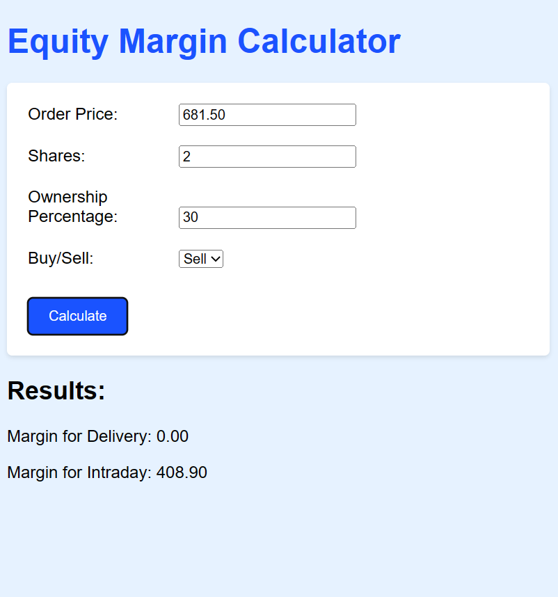 Professional Equity Margin Calculator Script in HTML