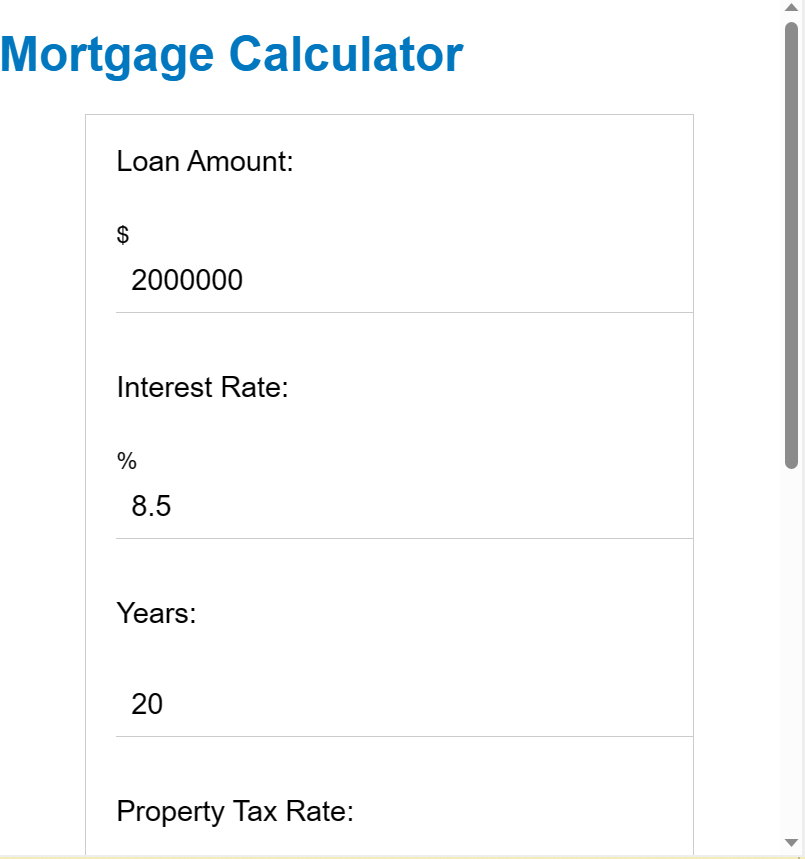 Professional Mortgage Calculator Script in HTML