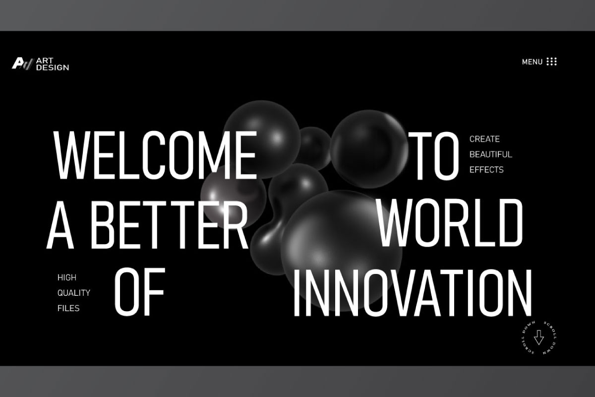 I will design the stunning 3D black shapes collection 