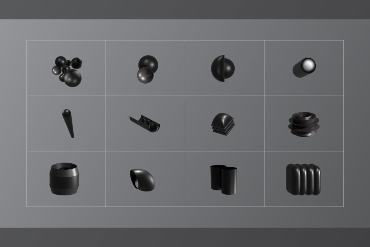 I will design the stunning 3D black shapes collection 