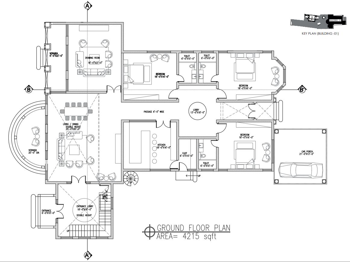 AutoCad 2D Drawings, Designing & Drafting of Floor Plan Elevation Section