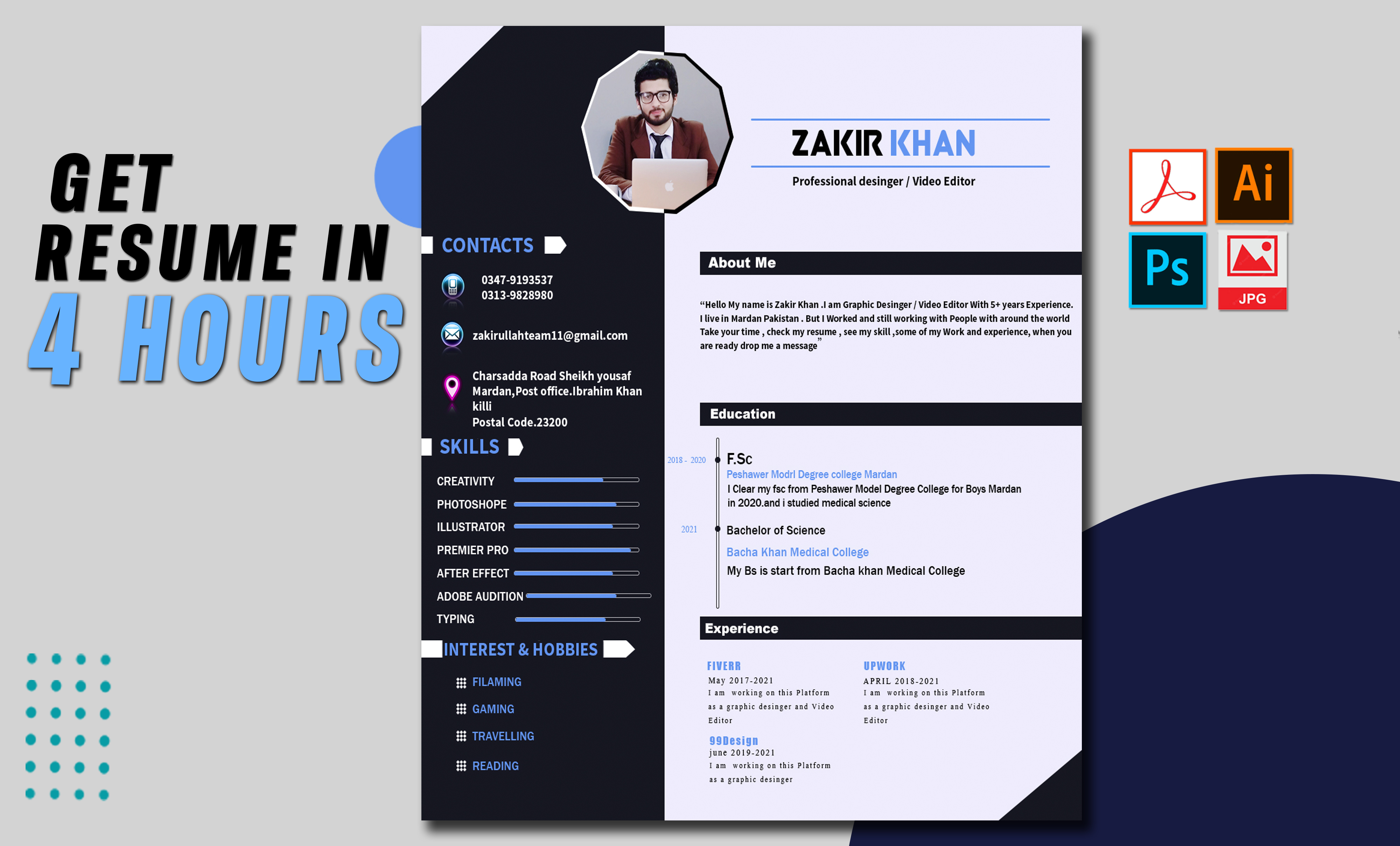 I will write and design modern and professional resume and cv in 4 hours 