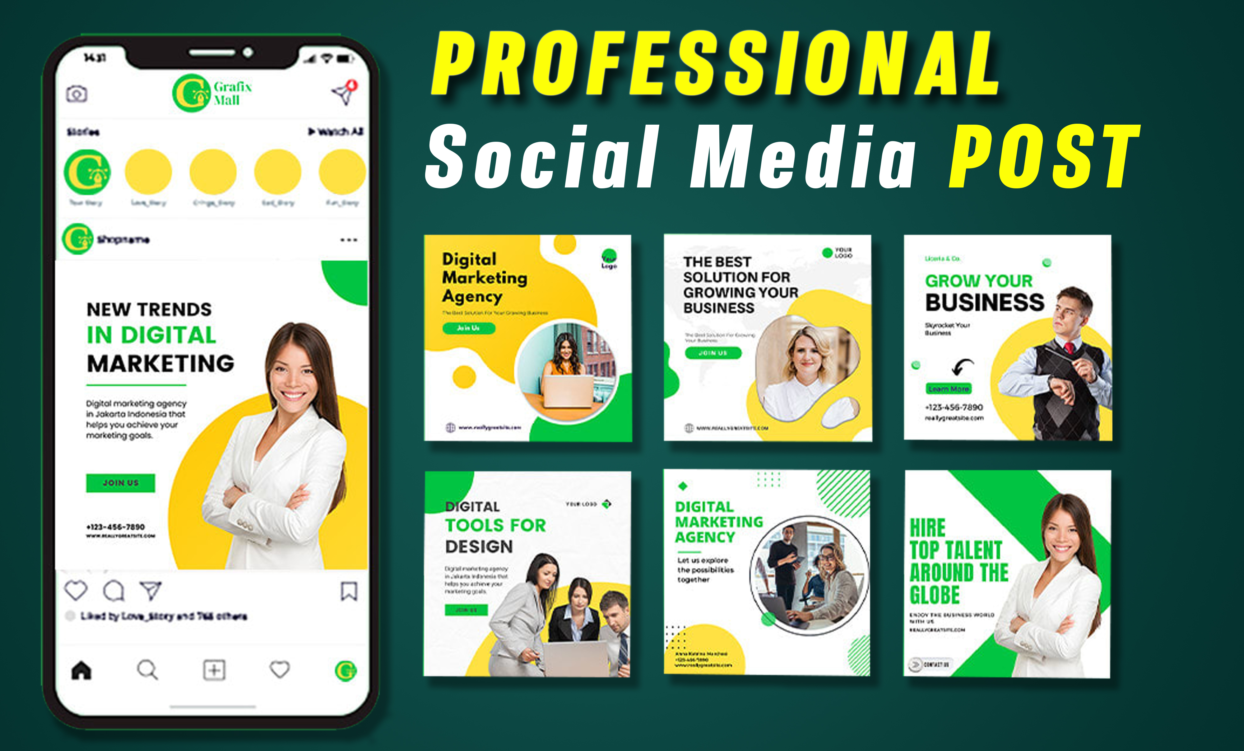 i will create 3 Professional social media post design 
