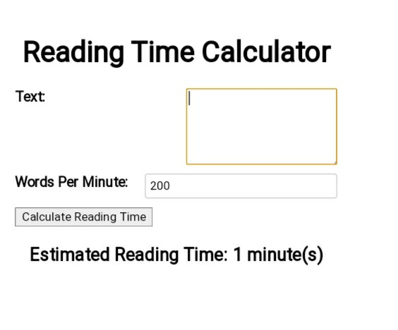 Reading Time calculator in HTML