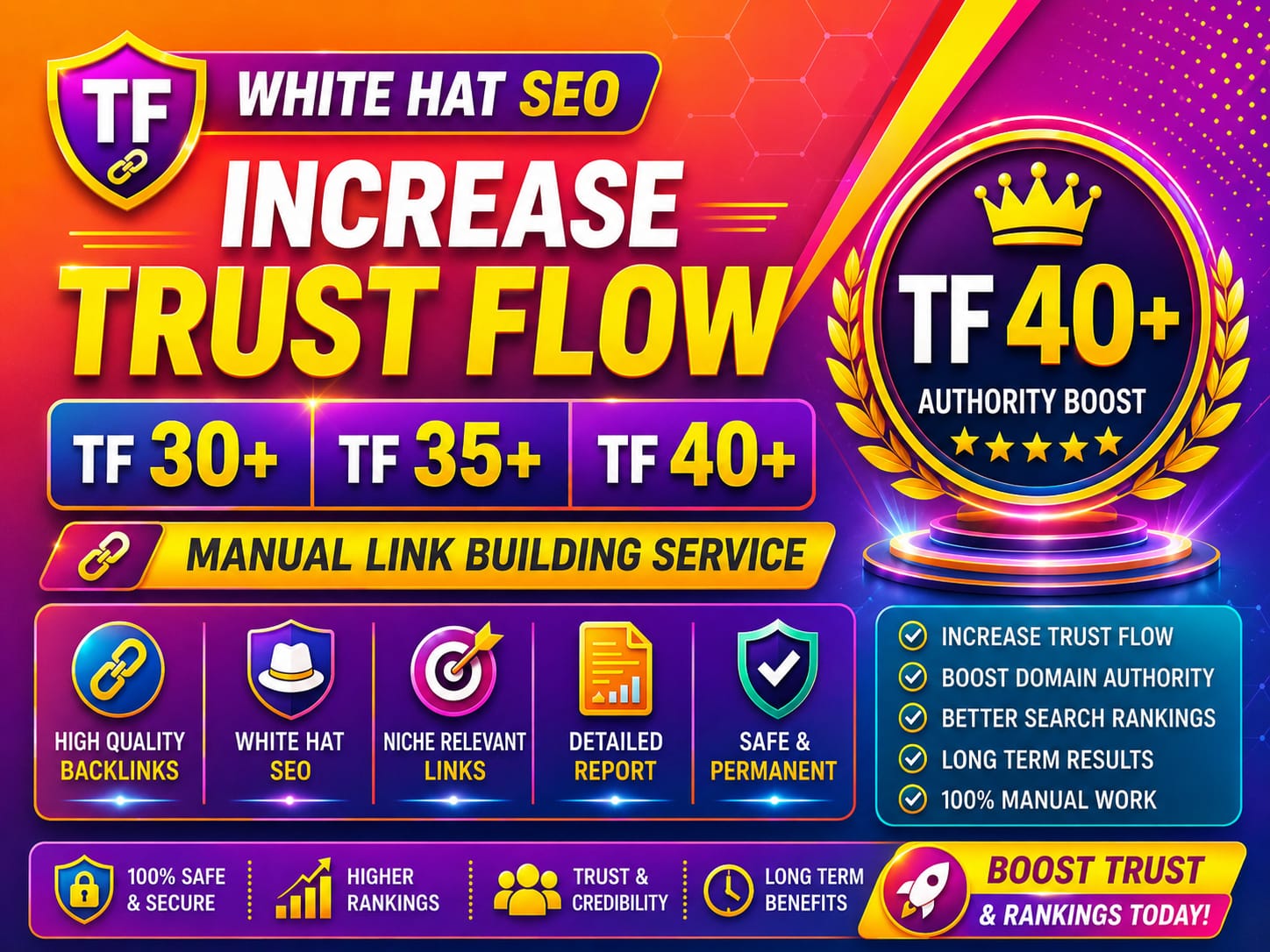 I will increase your site majestic Trust flow TF 40 p...