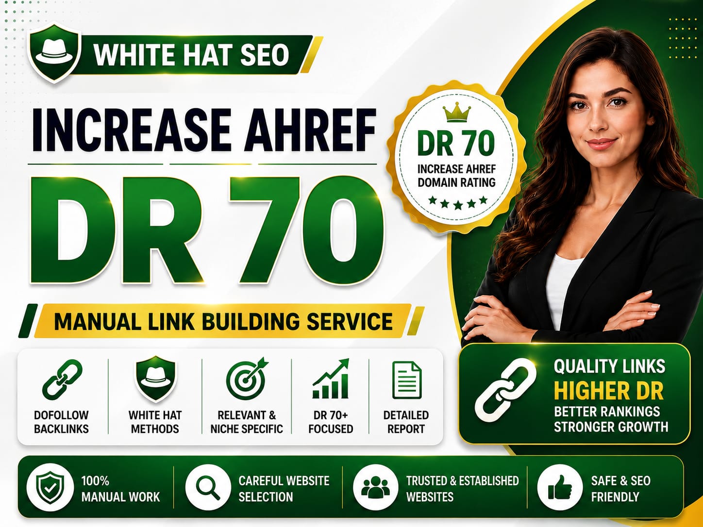 I will increase ahref domain rating DR 70 with author...