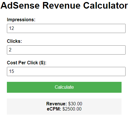 Adsense Calculator