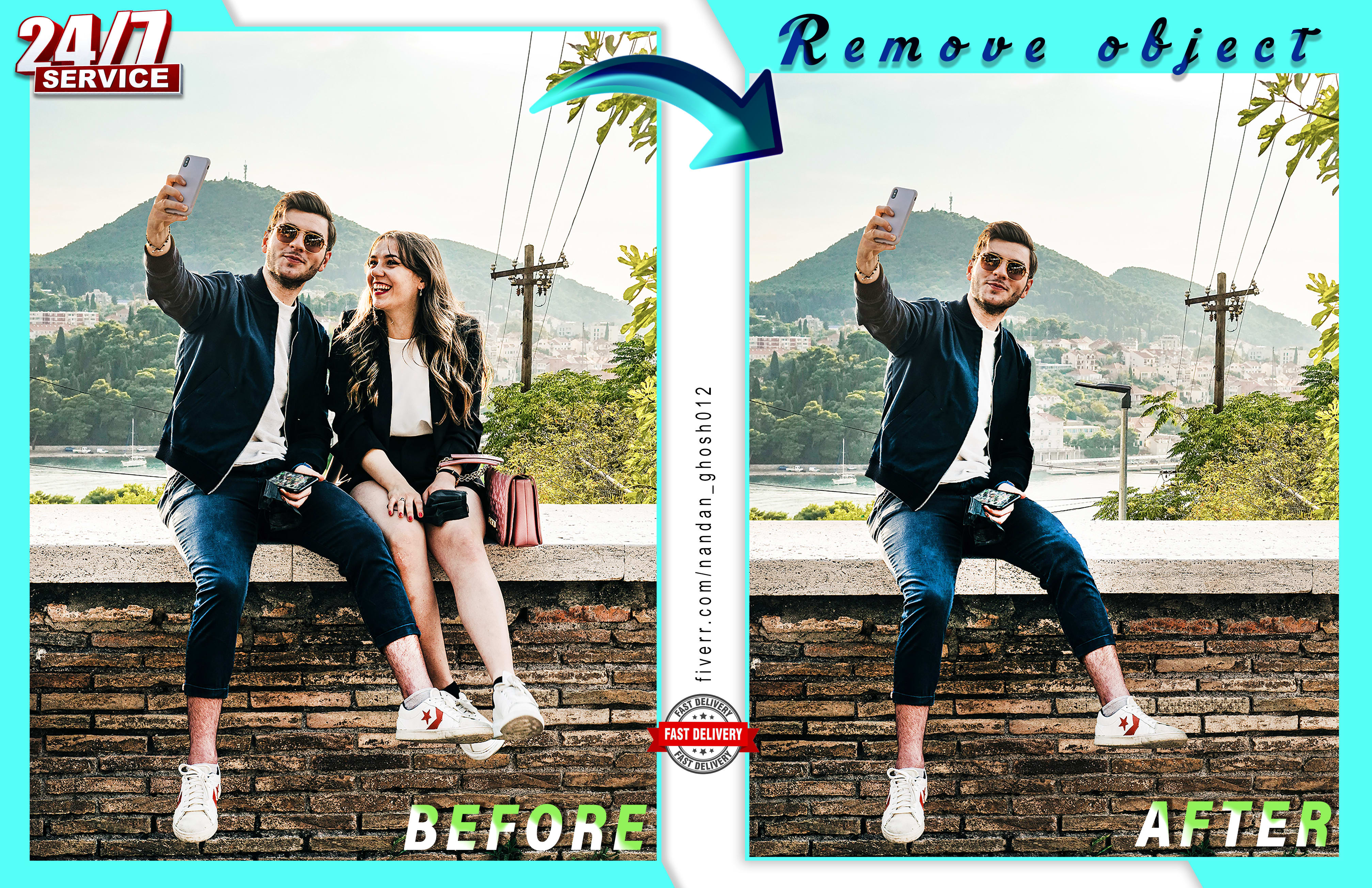 I will remove a person or object from a picture with photoshop