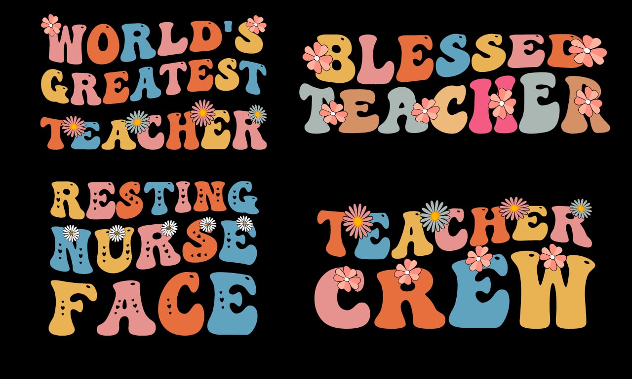 I will do groovy retro wavy typography t shirt design