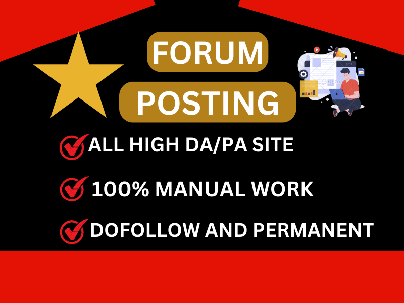 I will create 60 forum Posting do follow backlinks from High DA PA Site 