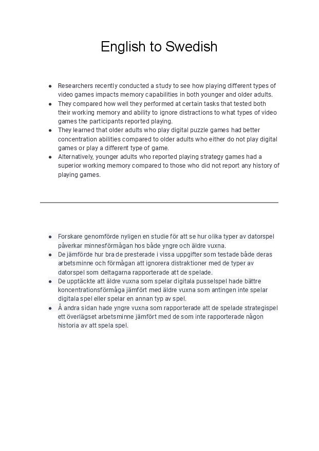 Translation services for Multilanguage translations 