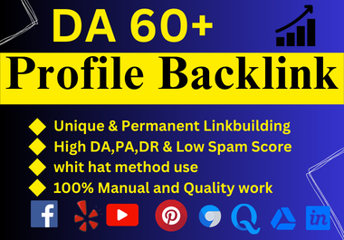 100% Manually Provide 40 Profile Backlinks on High DA permanent backlinks SEO