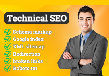 I will setup schema markup, robot.txt, and XML sitemap indexing issues