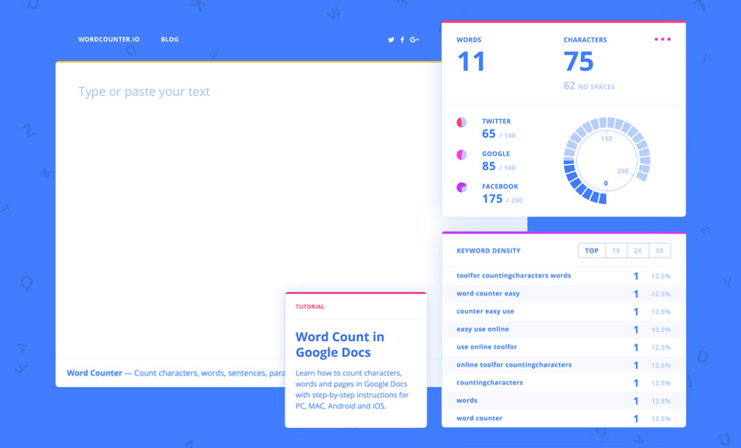 Word and Character Counter in 2 seconds.
