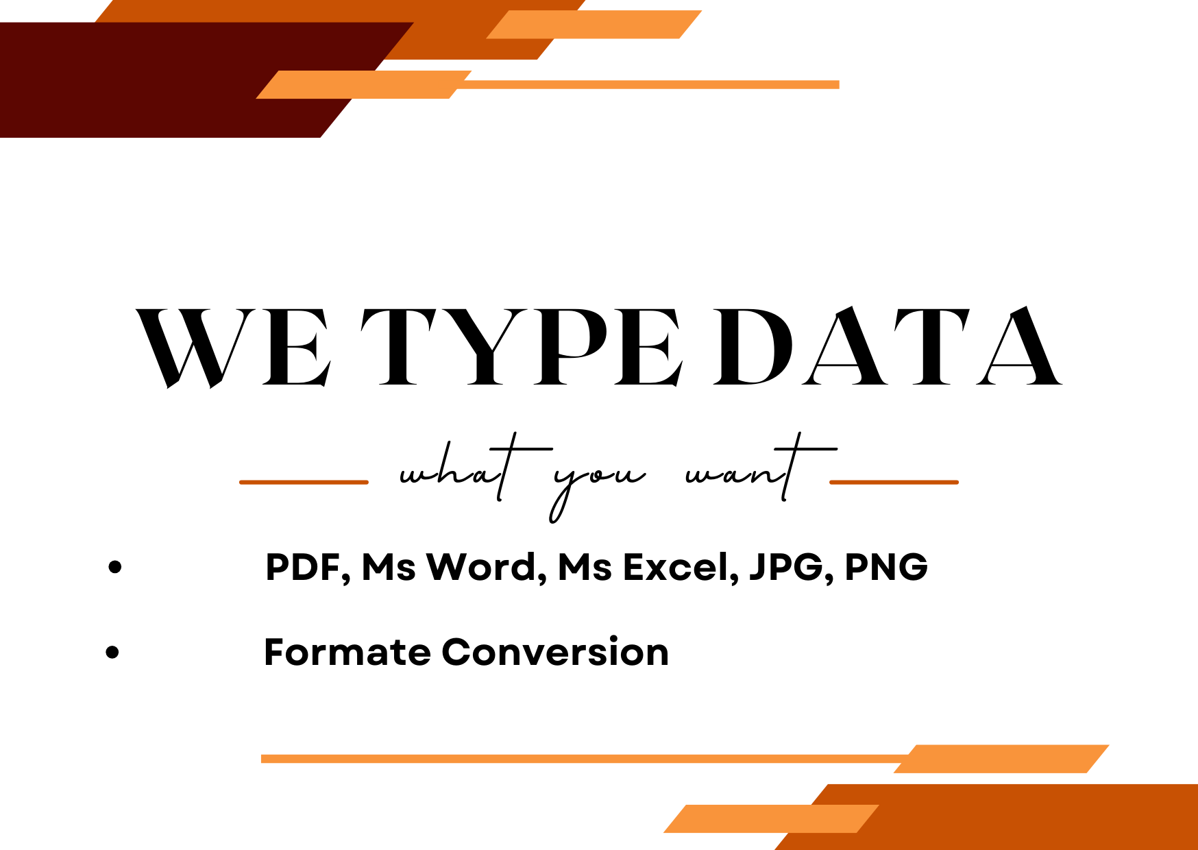 I will do all jobs of Data Entry, Retype Scanned Data, Convert Documents Formate, Proof Reading