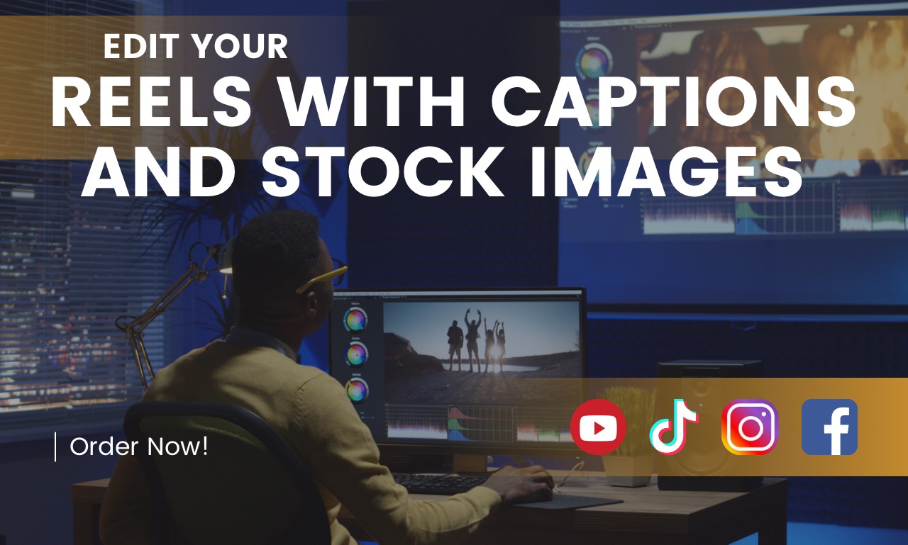 I will make social media captions reels with stock im...