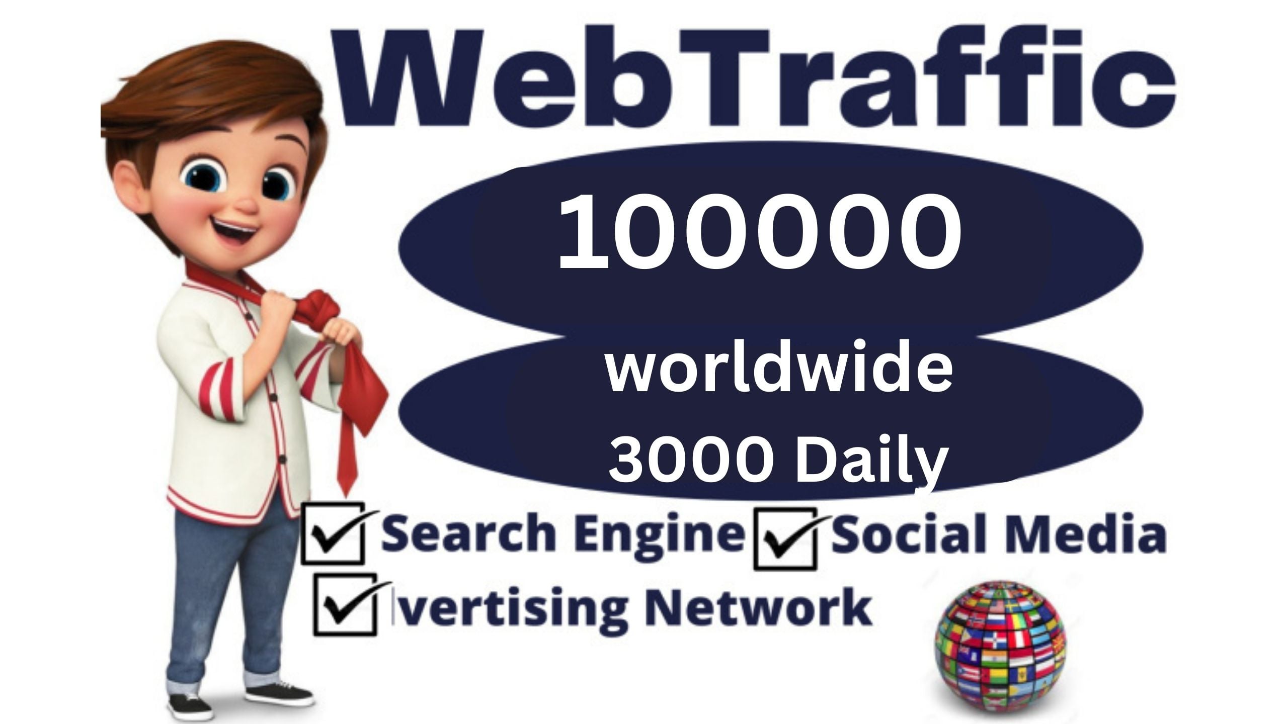 Non-Stop 100,000+ traffic for 30 Days: Boost Your Website Traffic from S Media & Search Engin