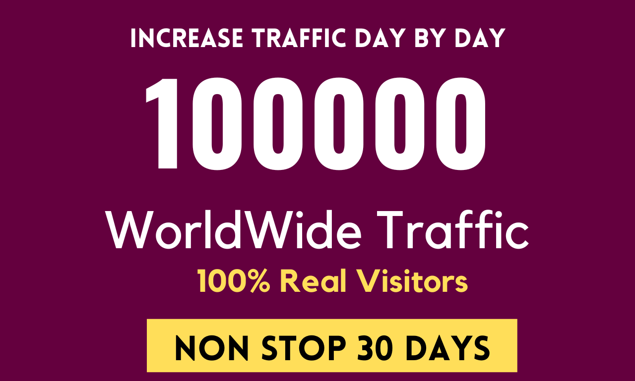 Add 100000 Organic Web Traffic from Social Media & Search engine