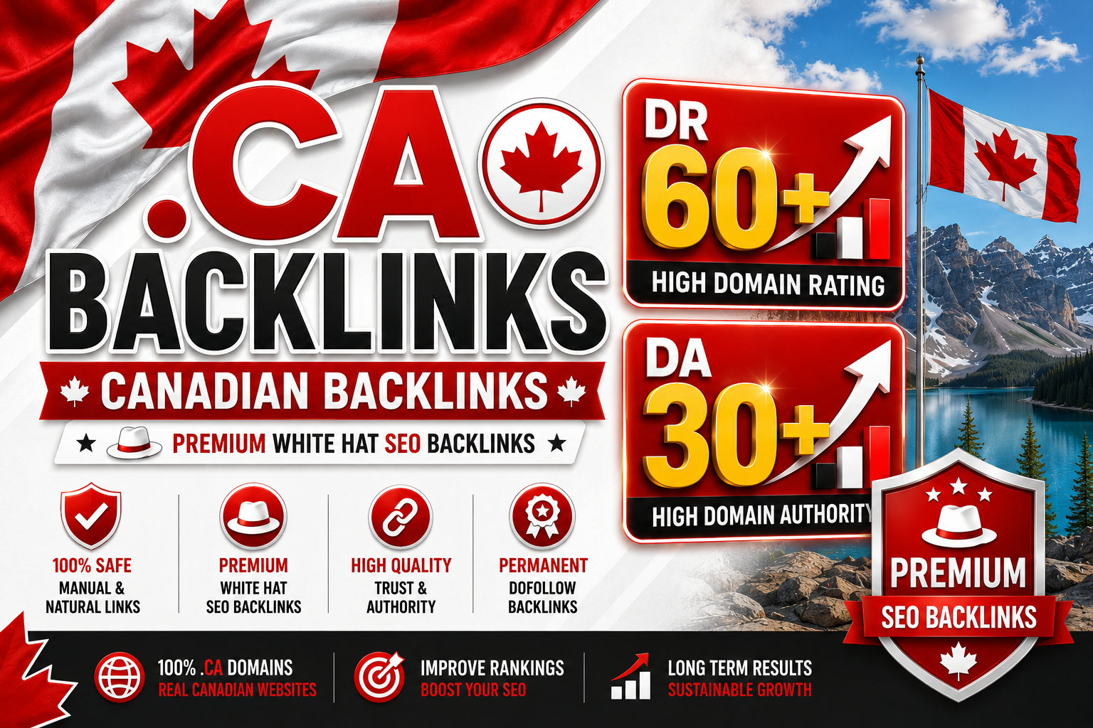 I will create 100 High-Quality .CA Canadian DR 60+ and DA 30+ PBN Backlinks 