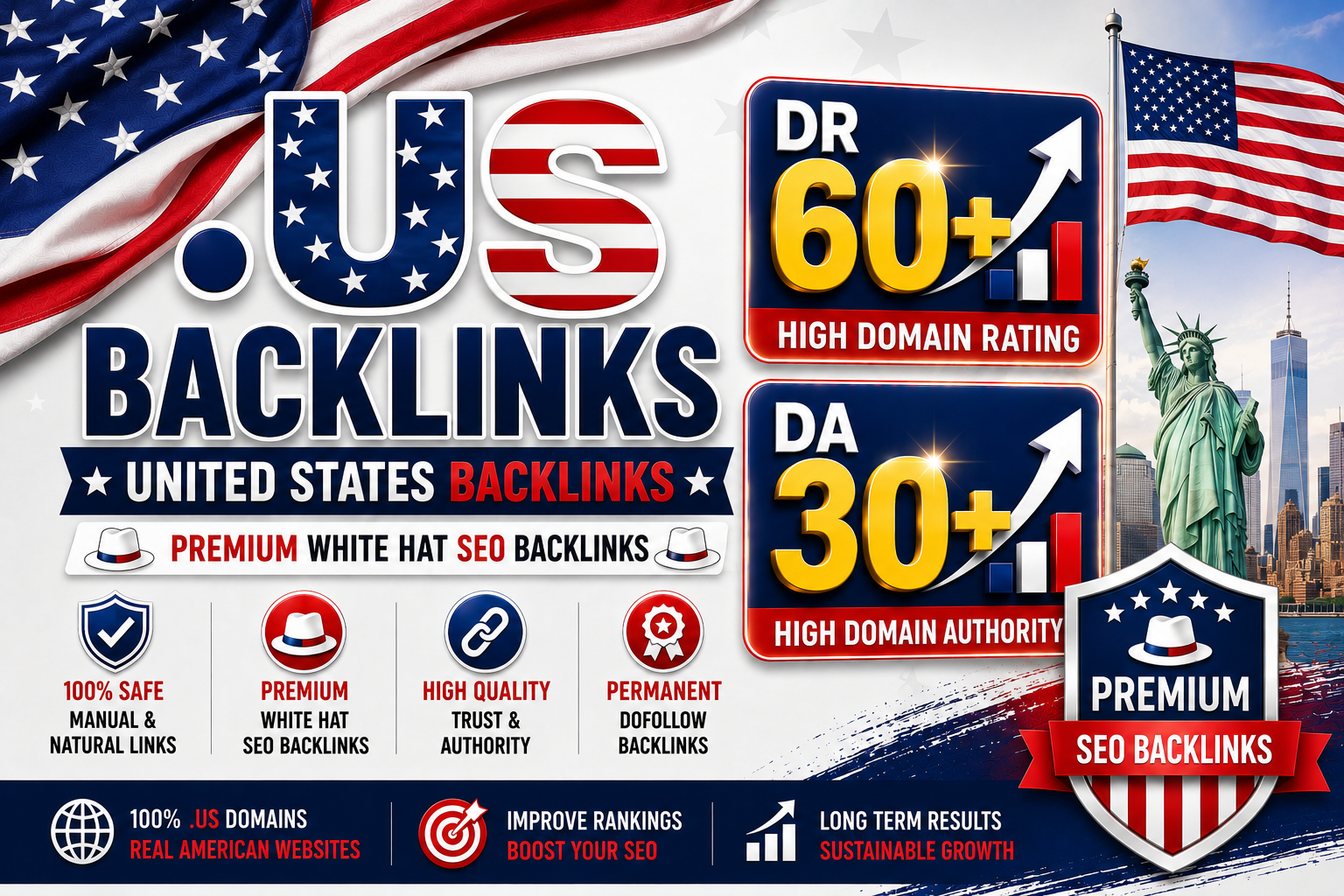I will create 100 High Quality .US DR 60+ and DA 30+ PBN Backlinks