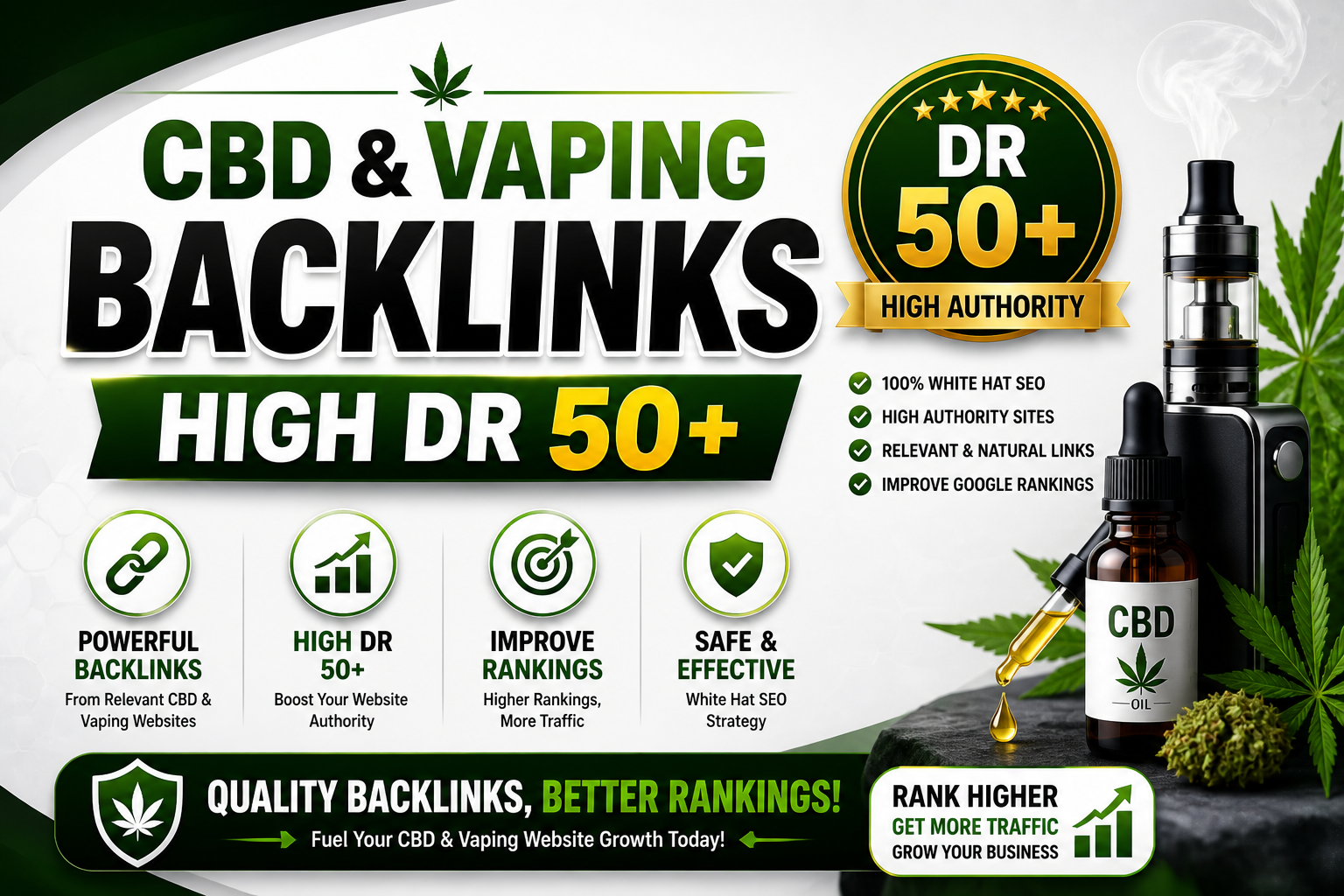 50 Powerful CBD SEO Backlinks DR 50+ Dofollow Vaping Backlinks