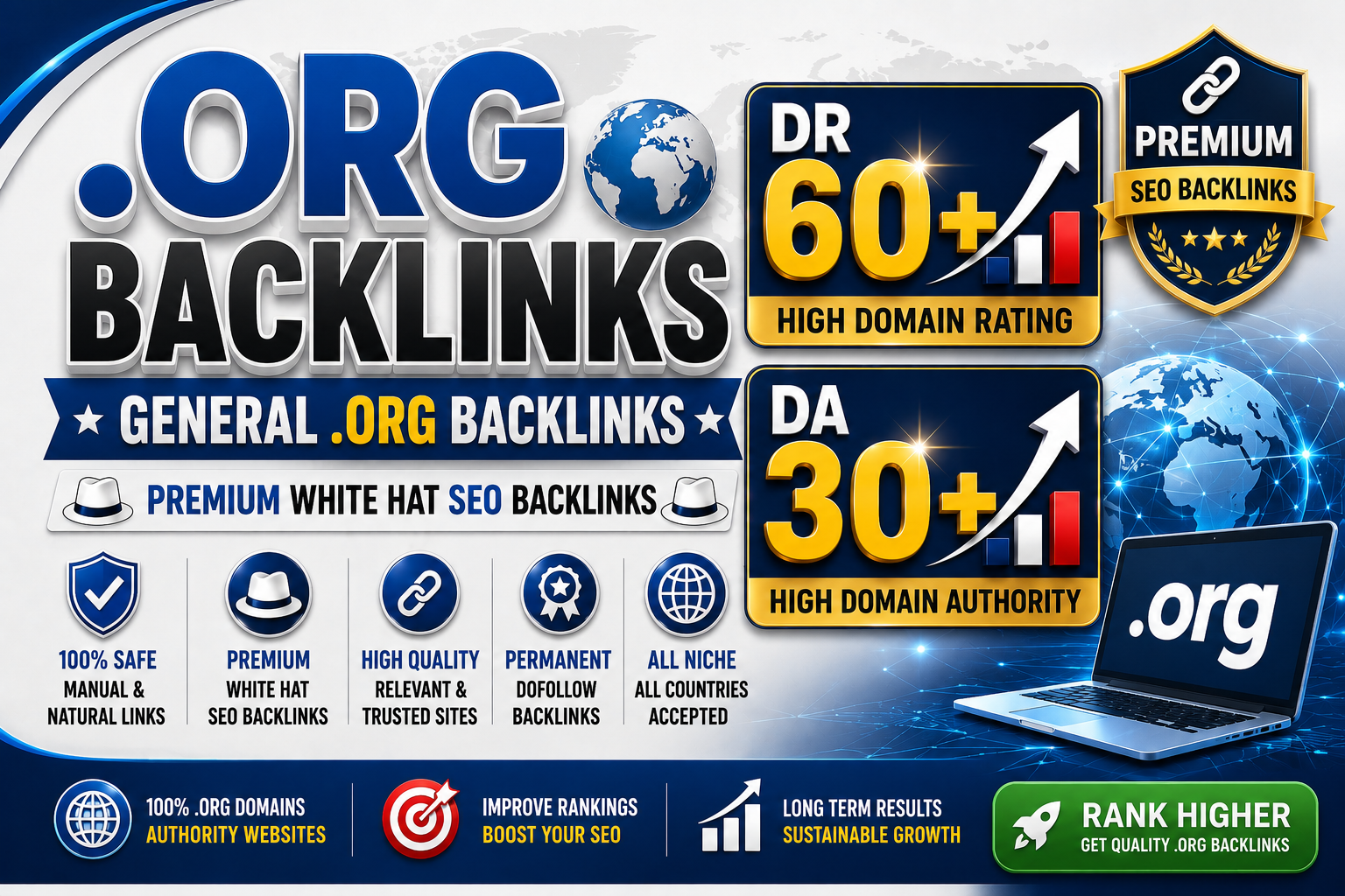 I will create 50 High Quality .org General DR 60+ and DA 30+ PBN Backlinks 