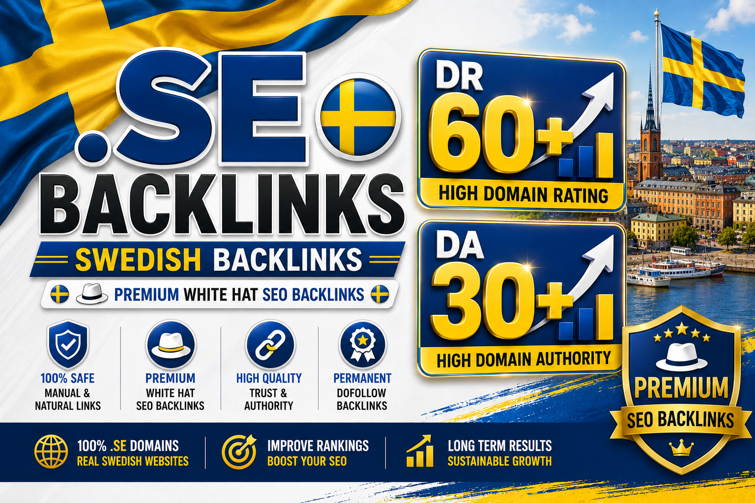 I will create 100 High Quality .se Swedish DR 60+ and DA 30+ PBN Backlinks