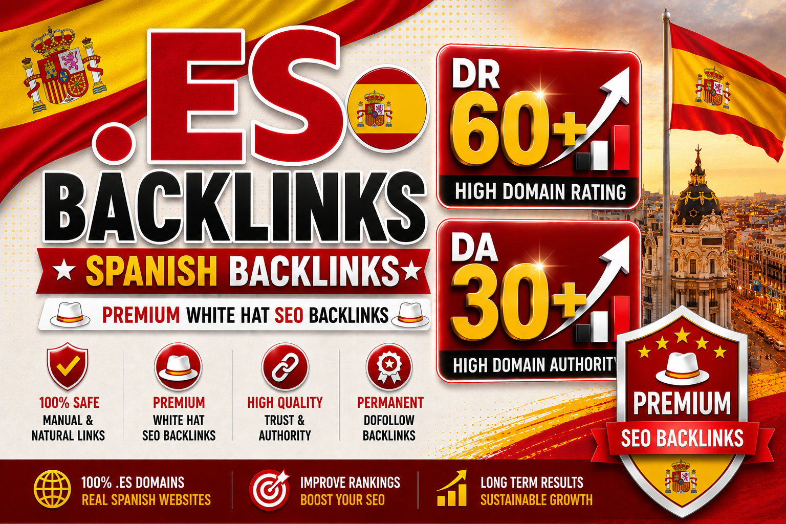 I will create 40 High Quality .es Spanish DR 60+ and DA 30+ PBN Backlinks 