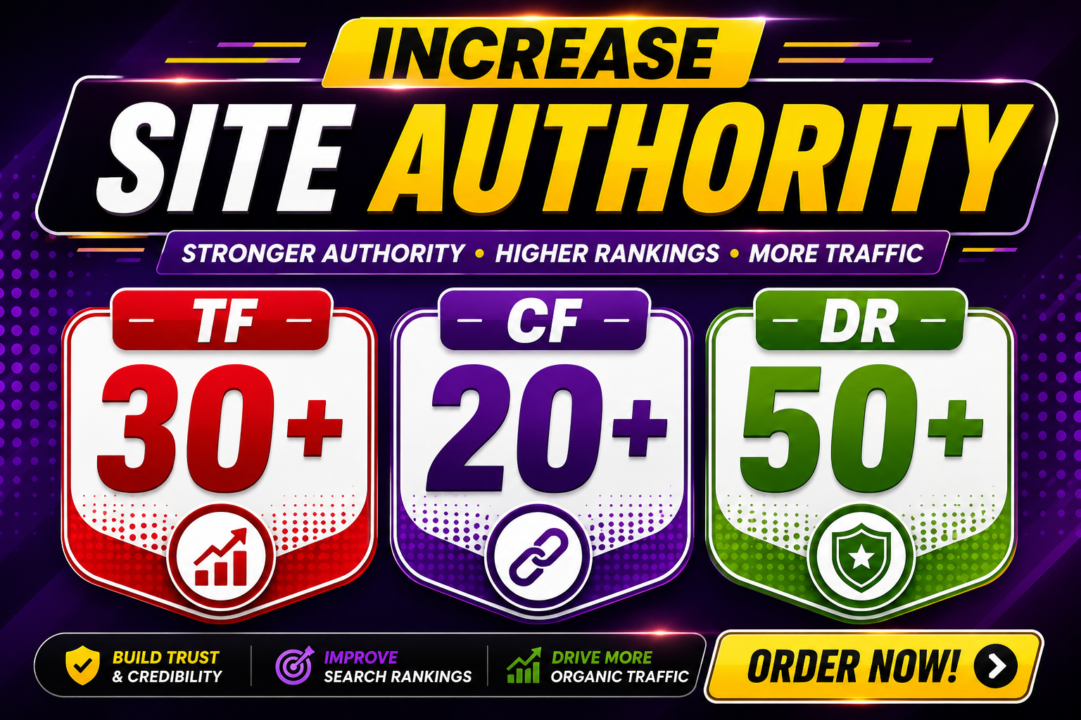 I will Increase DR 50+ CF 20+ and TF 30+ of URL Guara...